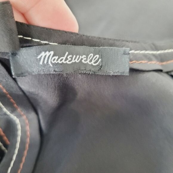 Madewell Black 100% Silk Contrast stitch Blouse Size S - Picture 5 of 7